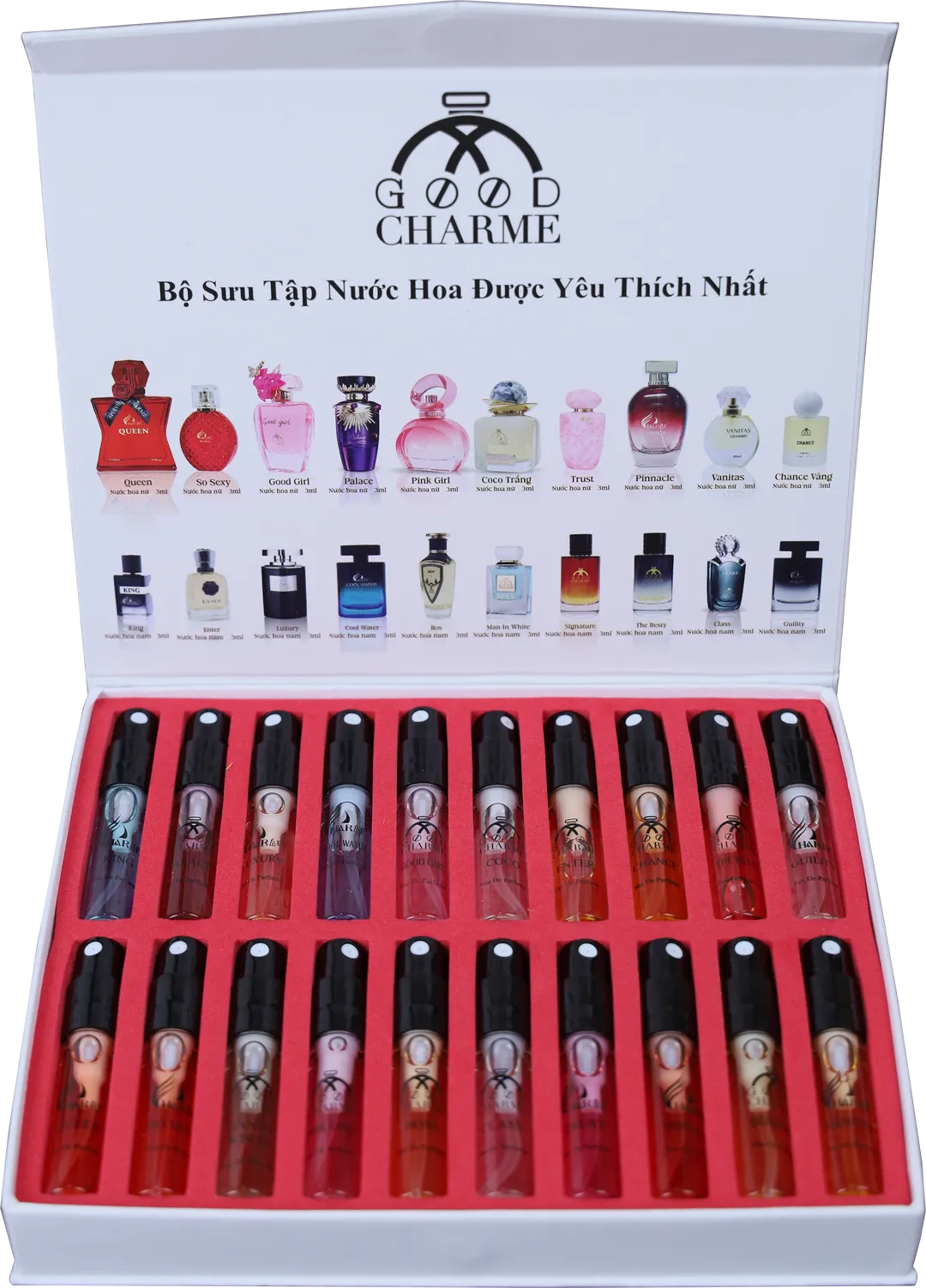 Bộ set 20 mùi nước hoa nam nữ Good Charme 3ml