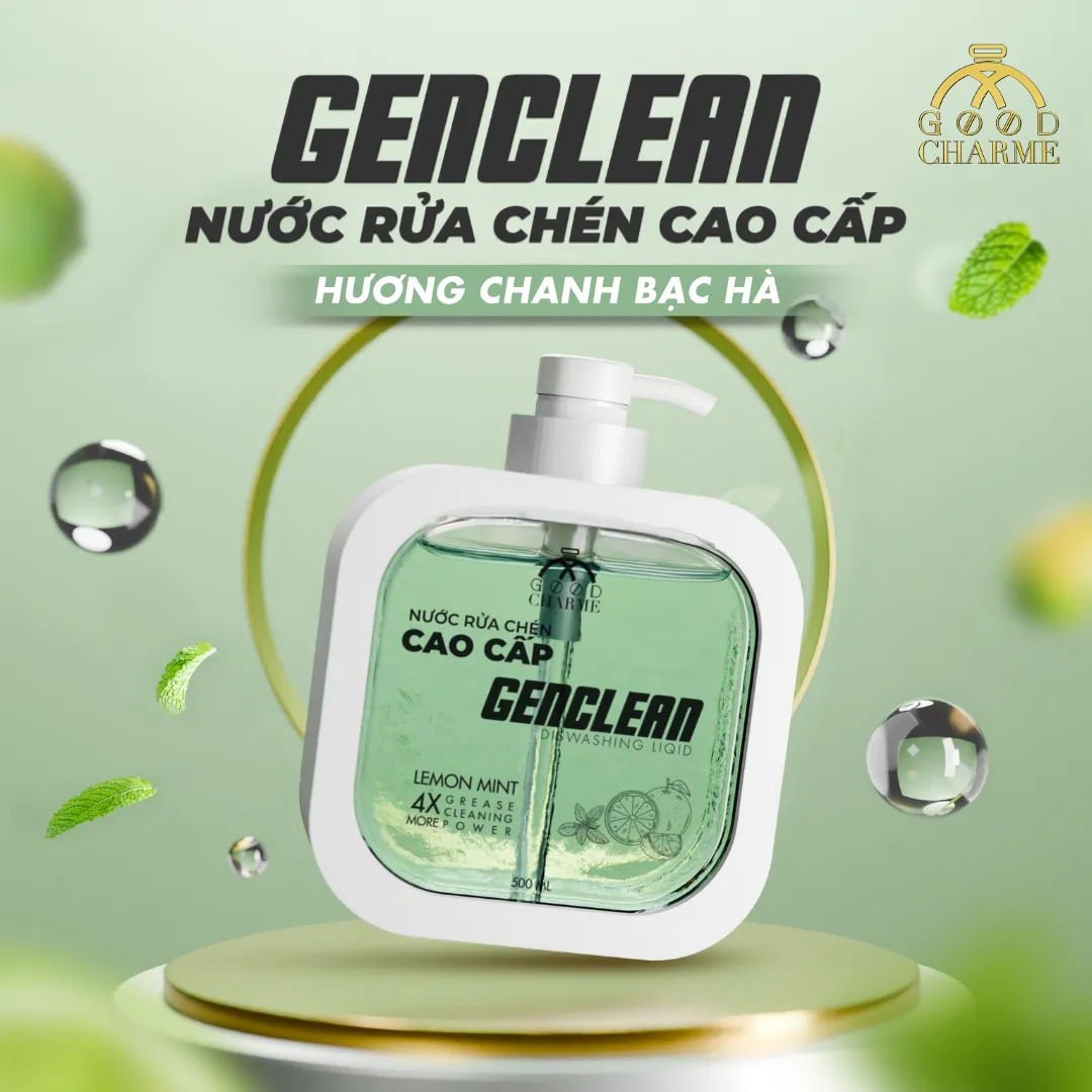 Nước Rửa Chén Cao Cấp GenClean Lemon Mint Good Charme 500ml